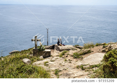 Finisterre Cape Lighthouse, Costa da Morte, Galicia, Spain. End of Saint James Way. Finisterre Cape Lighthouse, Costa da Morte, Galicia, Spain. End of Saint James Way. 97355209
