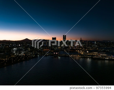 yokohama minatomirai night view aerial view 97355994