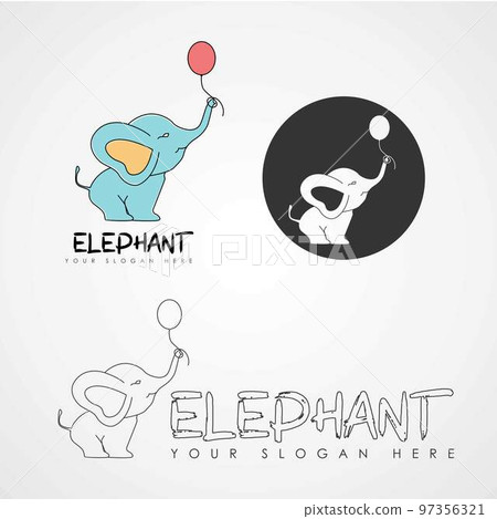 elephant playing a balloon image graphic icon logo design abstract concept vector stock. Can be used as a symbol related to animal or cartoon elephant playing a balloon image graphic icon logo design abstract concept vector stock. Can be used as a symbol related to animal or cartoon 97356321