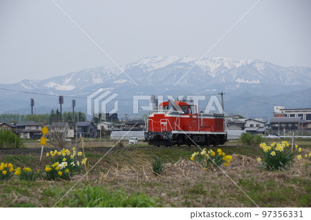 Aterazawa Line Near Uzen Nagasaki Narcissus and Snow Mountain and Single DE10 1651 97356331