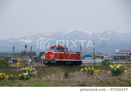 宇前長崎水仙和雪山附近的寺澤線 DE10 1651 宇前長崎水仙和雪山附近的寺澤線 DE10 1651 97356347