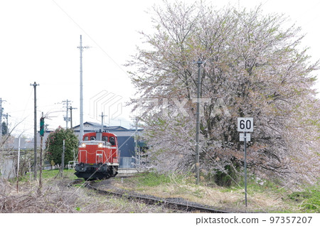 Aterazawa Line Uzen-Takamatsu Station Sakura and Single Machine DE10 1649 Aterazawa Line Uzen-Takamatsu Station Sakura and Single Machine DE10 1649 97357207