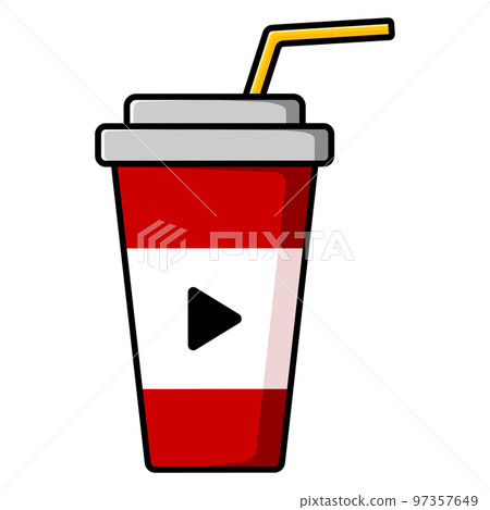 A glass with a straw for drinking and a start button. Vector illustration A glass with a straw for drinking and a start button. Vector illustration 97357649