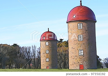 Pastel style "Meiji Park Silo Hokkaido" illustration image 97358192