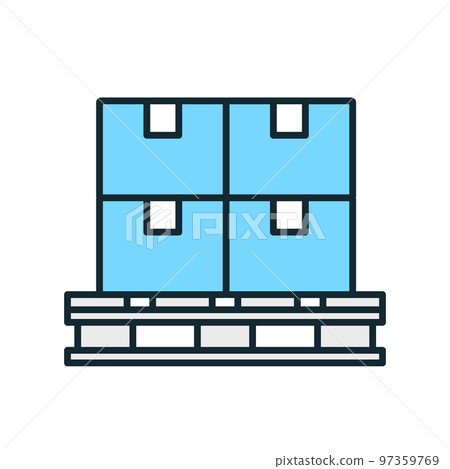 Vector illustration stock of cardboard boxes stacked on a pallet. 97359769