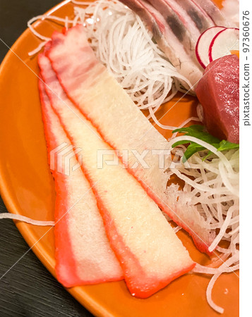 Whale bacon sashimi 97360676