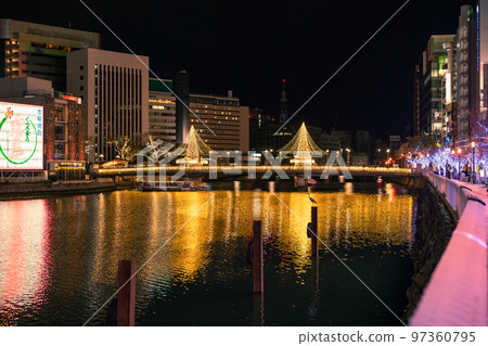 Fukuhaku Deai Bridge Illumination on the Naka River in Hakata Ward, Fukuoka City 97360795