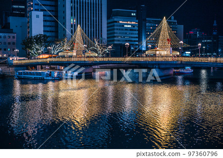 Fukuhaku Deai Bridge Illumination on the Naka River in Hakata Ward, Fukuoka City 97360796