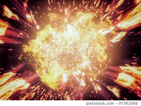 燃燒的火焰在能量概念中爆炸的 3d 插圖 97362098