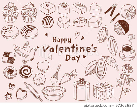 Fashionable valentine set hand drawn Fashionable valentine set hand drawn 97362687