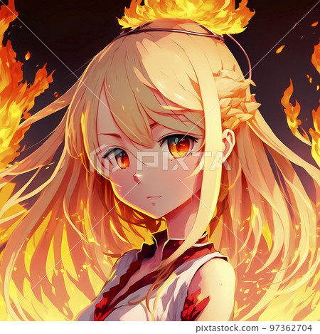 頭髮末端著火的金發少女“AI生成圖像” 97362704