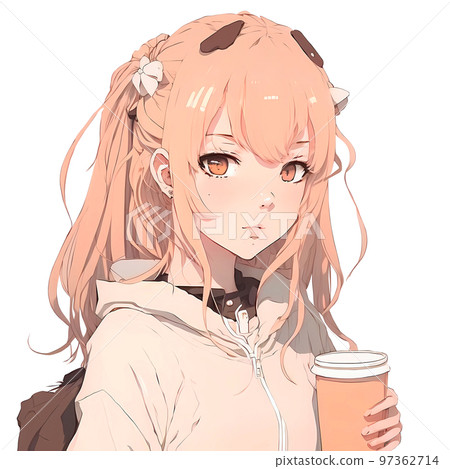 Cute anime girl. AI Stock Illustration