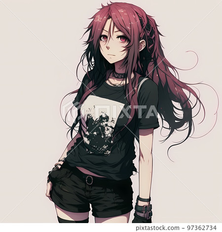 Band girl wearing rock-style clothes "AI-generated image" Band girl wearing rock-style clothes "AI-generated image" 97362734