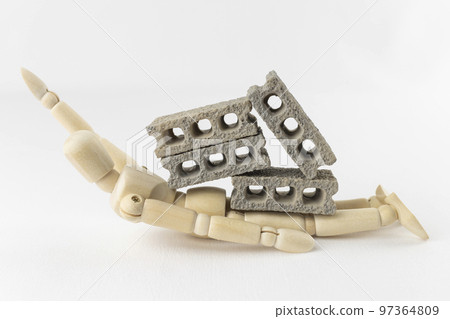 Concrete blocks for drawing figures and toys. image of burden 97364809