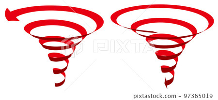 Spiral red ribbon arrow rising and falling vector illustration Spiral red ribbon arrow rising and falling vector illustration 97365019