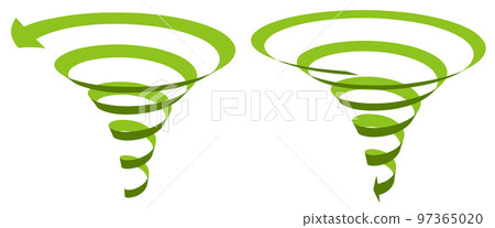 Spiral green ribbon arrow rising and falling vector illustration Spiral green ribbon arrow rising and falling vector illustration 97365020