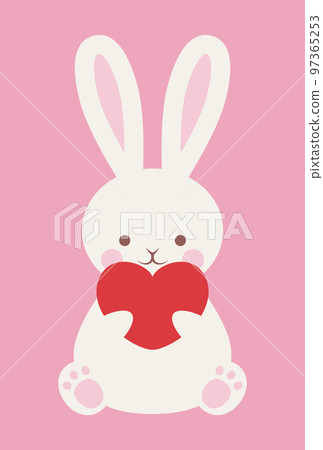 抱著紅心的兔子情人節背景圖 抱著紅心的兔子情人節背景圖 97365253