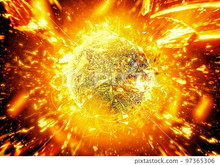 3d illustration of exploding sun 97365306