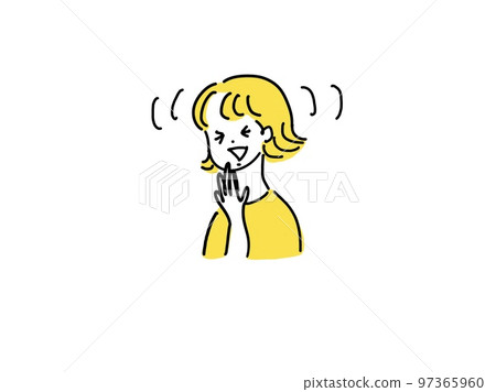 女性上半身 把手放在嘴上 笑 97365960