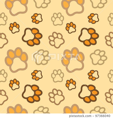 Paw seamless pattern vector doodle abstract animal footprint background for fabric, texture and wallpaper illustration for digital and print materials. 97366040