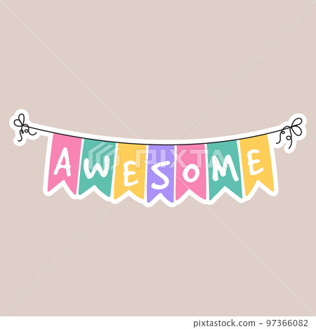 Good job groovy sticker. Reward sticker for teachers and kids. Hand drawn vector illustration. 97366082