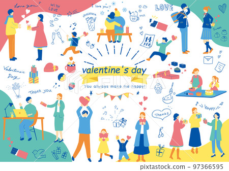 人們享受情人節 97366595