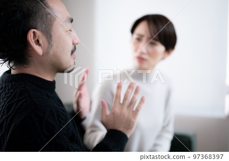 A man who is questioned for cheating and secrets A man who is questioned for cheating and secrets 97368397