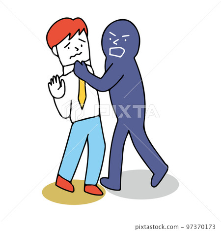 一名商人被毆打、騷擾、權力騷擾、人身攻擊、暴力的例證 97370173