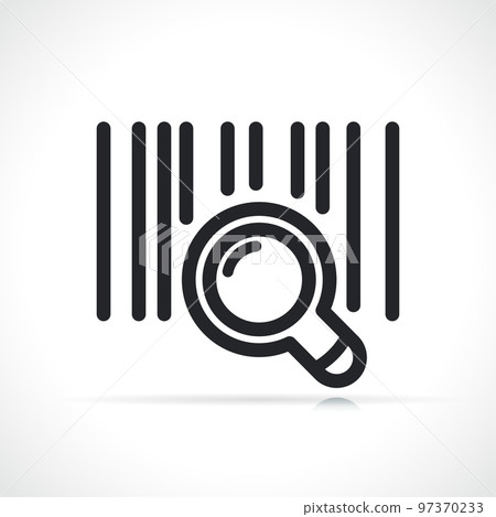 barcode and magnifying line icon 97370233