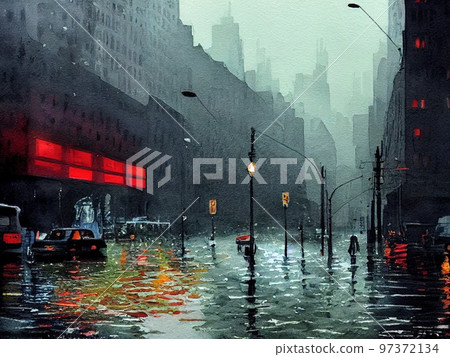 大雨淹沒的城市 97372134