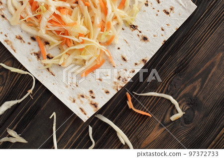 pita bread and pickled cabbage for making homemade Shawarma pita bread and pickled cabbage for making homemade Shawarma 97372733
