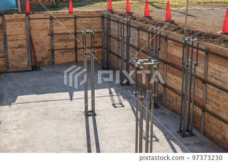 Construction site installation of anchor frames 97373230
