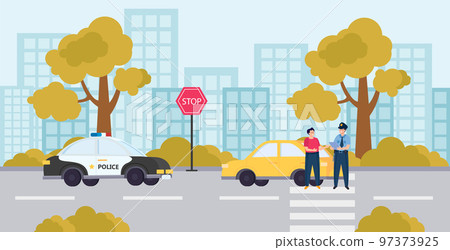 Flat Traffic Police Concept 97373925