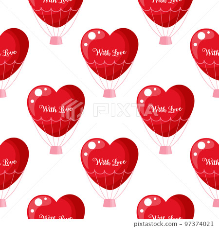 Seamless pattern, red heart balloons With love. Print, background for Valentine's day, vector Seamless pattern, red heart balloons With love. Print, background for Valentine's day, vector 97374021