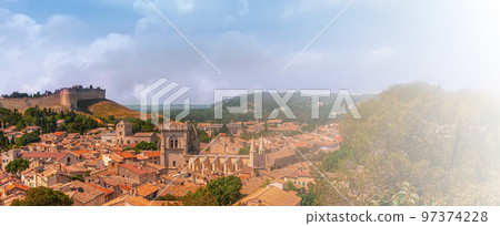 Wide panoramic view of old town in Avignon, France Wide panoramic view of old town in Avignon, France 97374228