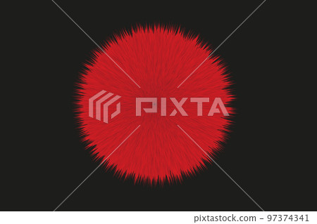 Red Pompon Vector Hair Ball on Black Red Pompon Vector Hair Ball on Black 97374341
