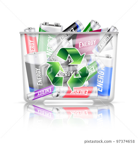 Used Batteries Realistic Composition Used Batteries Realistic Composition 97374658