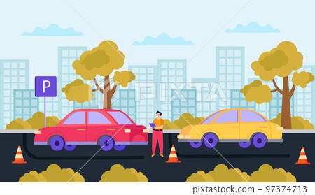 Driving School Flat Composition 97374713