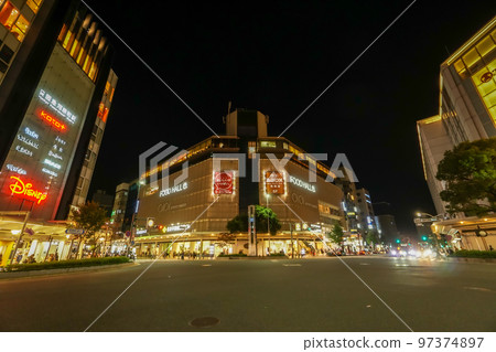 Shijo Kawaramachi intersection at night Kyoto city 97374897