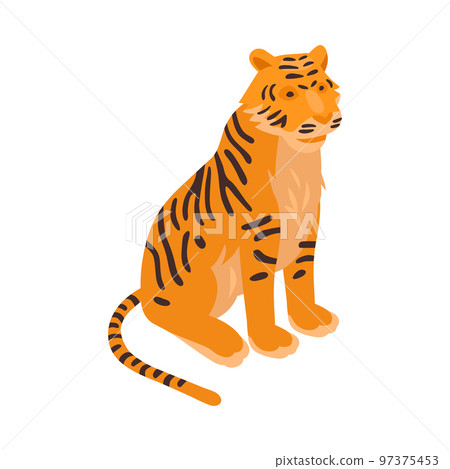 Circus Tiger Isometric Composition 97375453