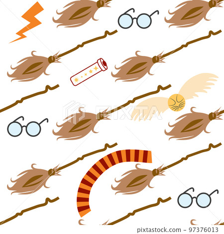 Witches school of magical objects seamless pattern in flat style Witches school of magical objects seamless pattern in flat style 97376013