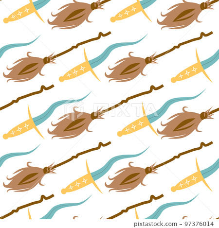 Witches school of magical objects seamless pattern in flat style 97376014