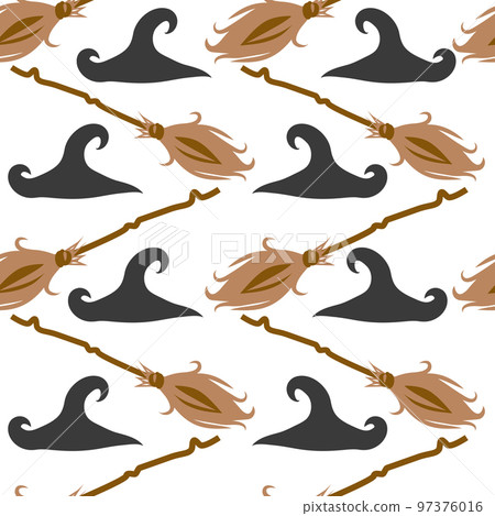 Witches school of magical objects seamless pattern in flat style 97376016