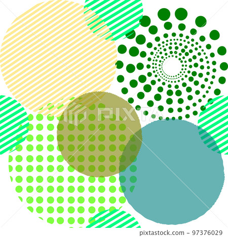 Different shaped circles green pantone seamless pattern, shiny sphere background, modern beautiful wallpaper 97376029