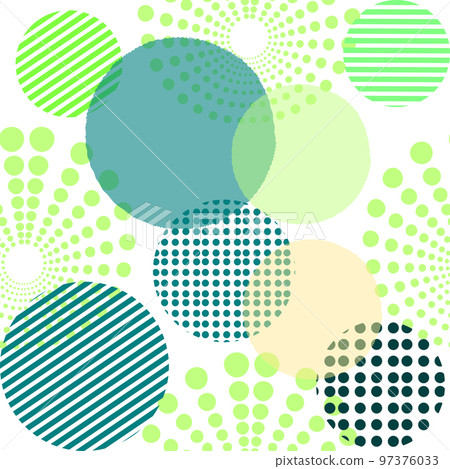 Different shaped circles green pantone seamless pattern, shiny sphere background, modern beautiful wallpaper 97376033