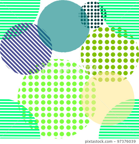 Different shaped circles green pantone seamless pattern, shiny sphere background, modern beautiful wallpaper 97376039