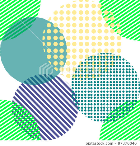 Different shaped circles green pantone seamless pattern, shiny sphere background, modern beautiful wallpaper 97376040