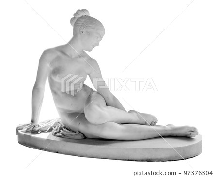 Ancient statue. Nymph with a Scorpion sculpture of Lorenzo Bartolini. Masterpiece isolated photo with clipping path 97376304