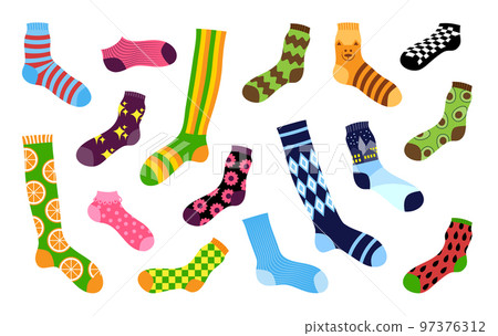 Colored socks on feet, color vector isolated cartoon-style