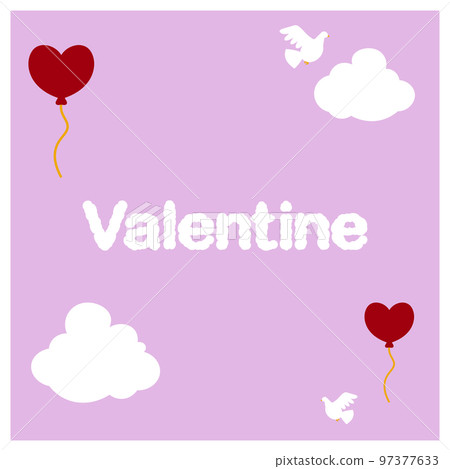 粉紅色的天空插圖與情人節文字 97377633